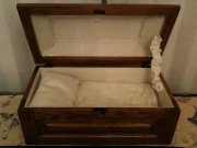 Mary Bernadette Victoria's casket; handmade by Trappist monks; lovingly donated by our friends.